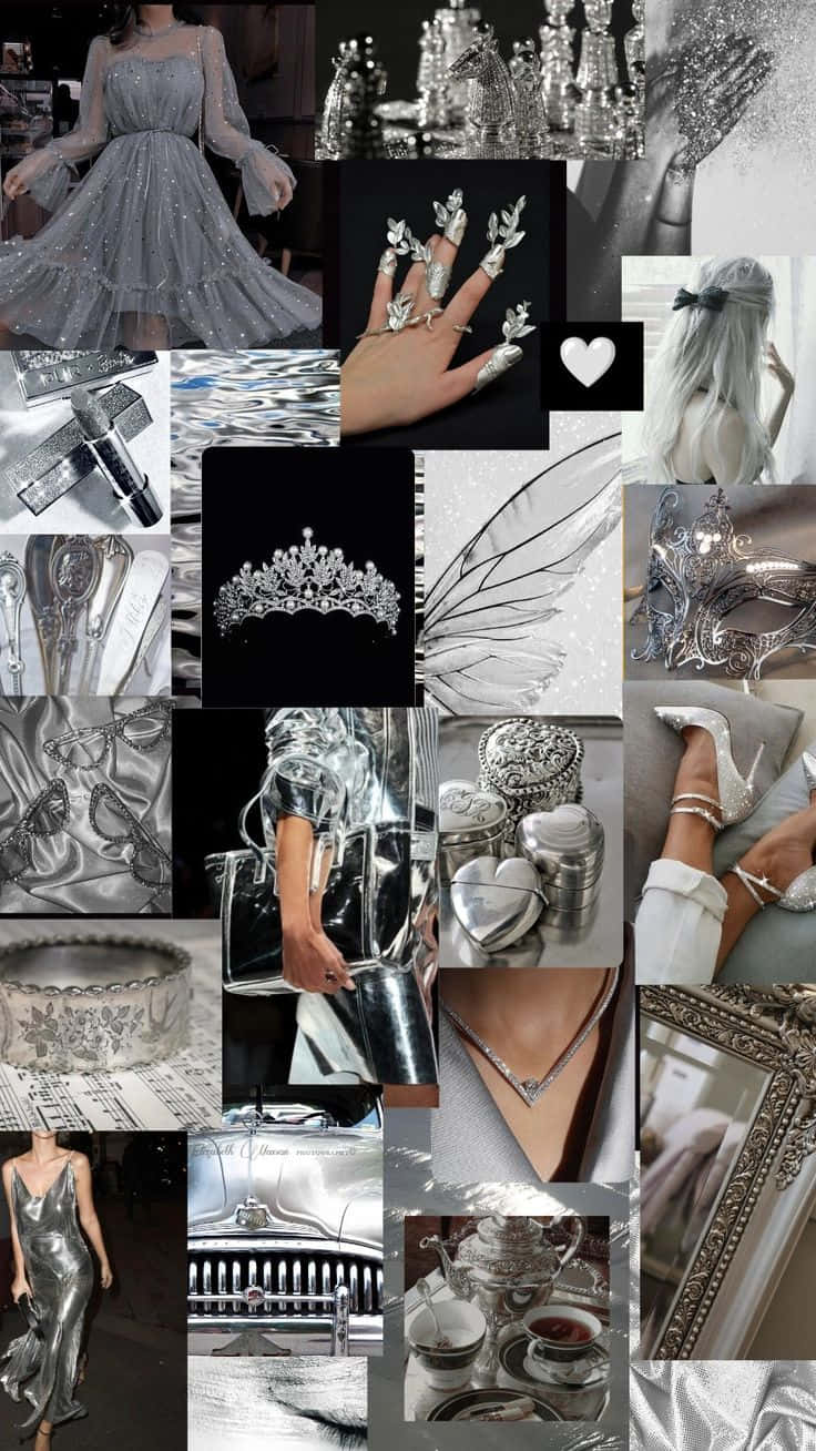 Silver Elegance Collage Wallpaper