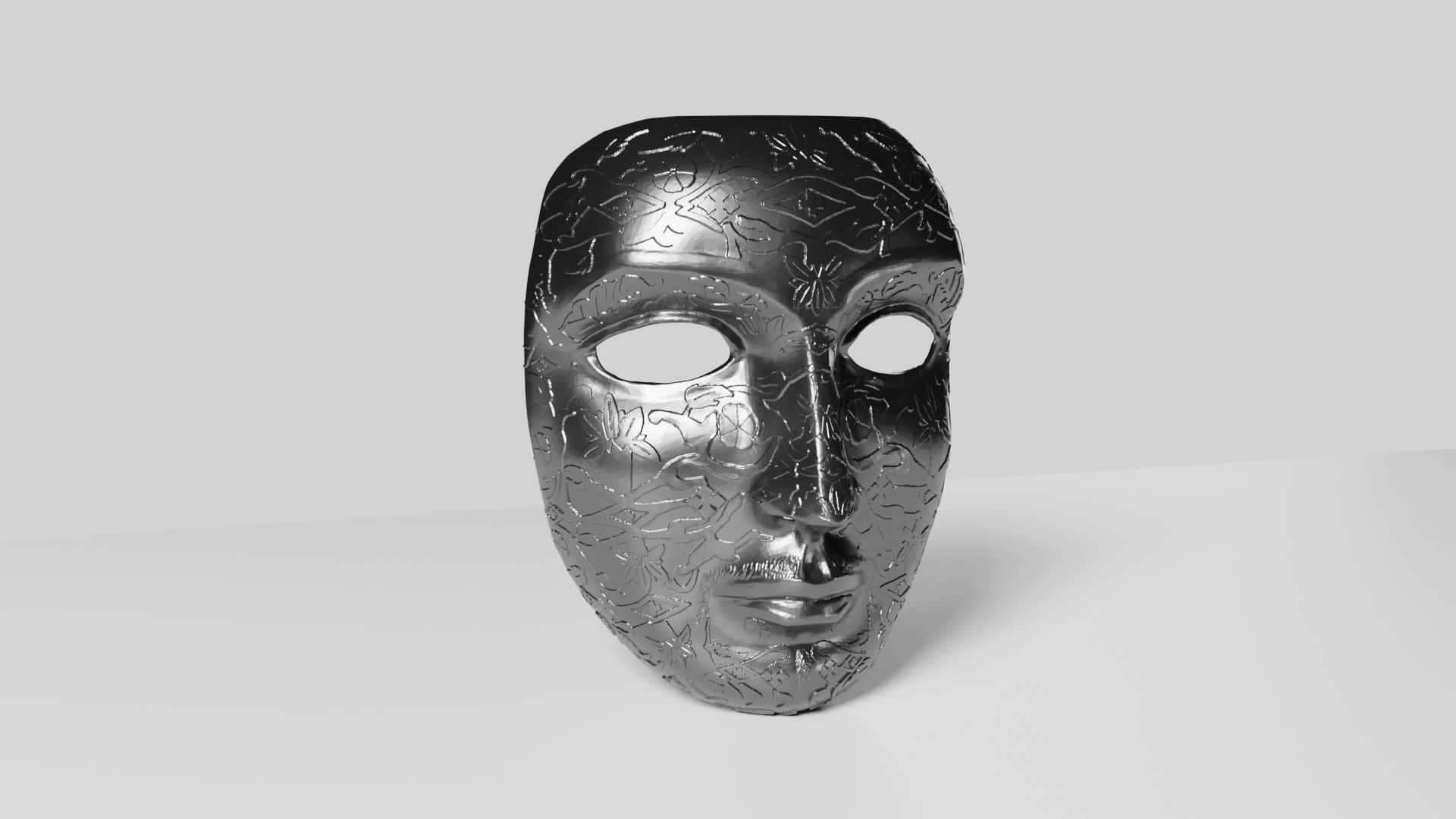 Silver Engraved Mask Display Wallpaper