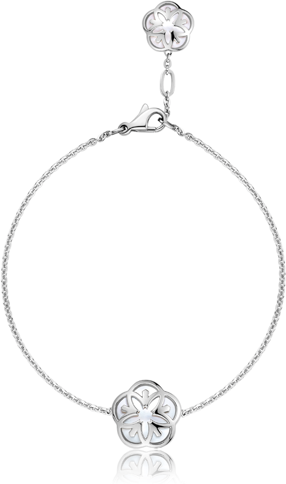 Silver Floral Bracelet Design PNG
