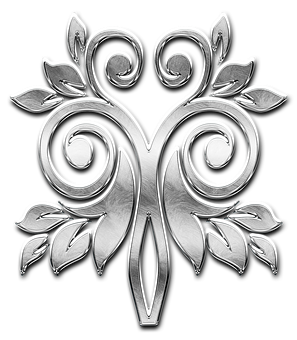 Silver Floral Emblem Design PNG