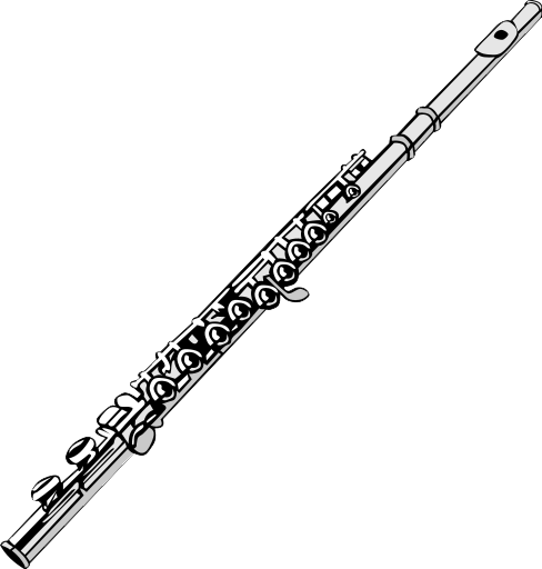Silver Flute Black Background PNG