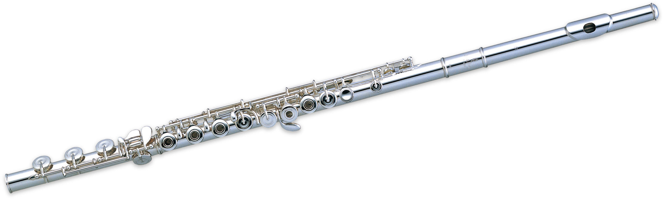 Silver Flute Isolatedon Gray PNG
