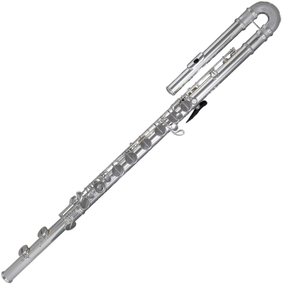 Silver Flute Isolatedon Gray PNG