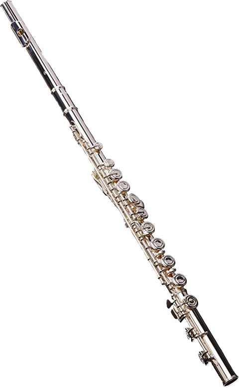 Silver Flute Musical Instrument PNG