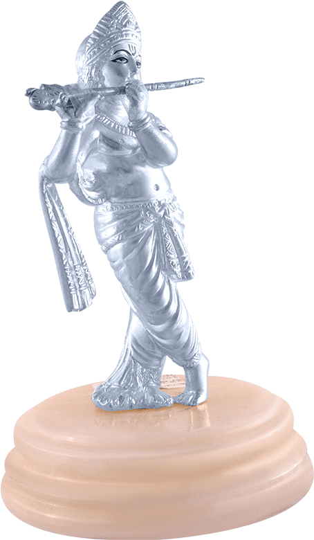 Silver Flute Player Statue PNG