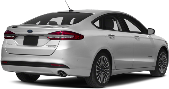 Silver Ford Fusion Hybrid Rear View PNG