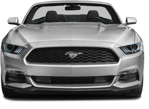 Silver Ford Mustang Convertible Front View PNG