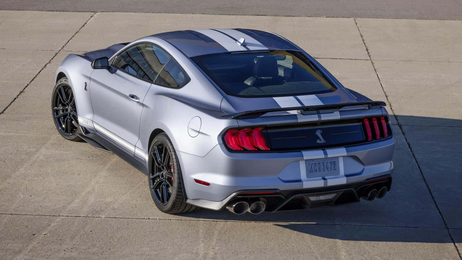 Silver Ford Mustang Shelby G T500 Aerial View Wallpaper