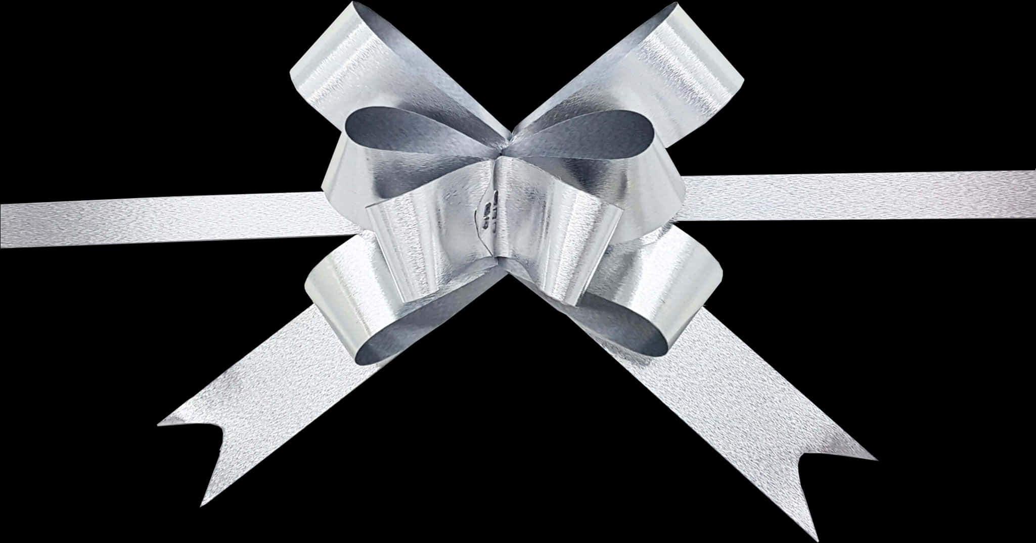 Silver Gift Bow Black Background PNG