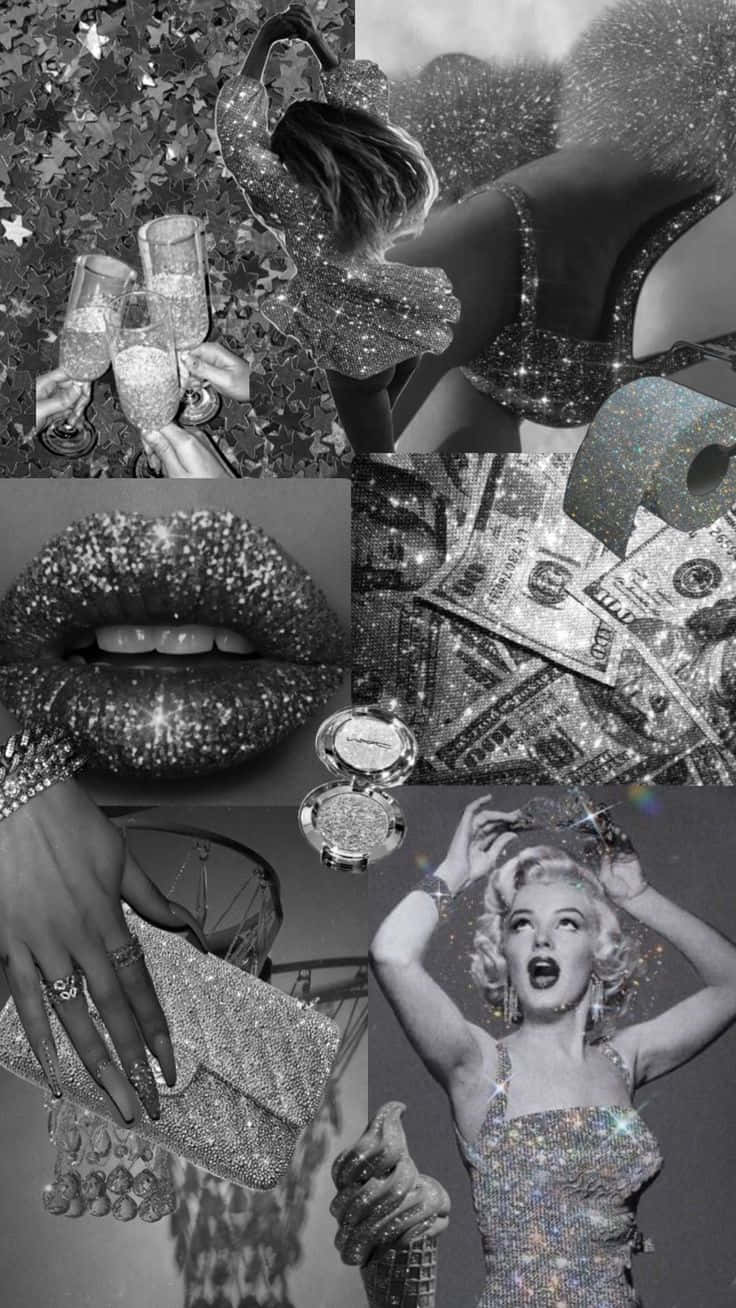Silver Glamour Collage Wallpaper
