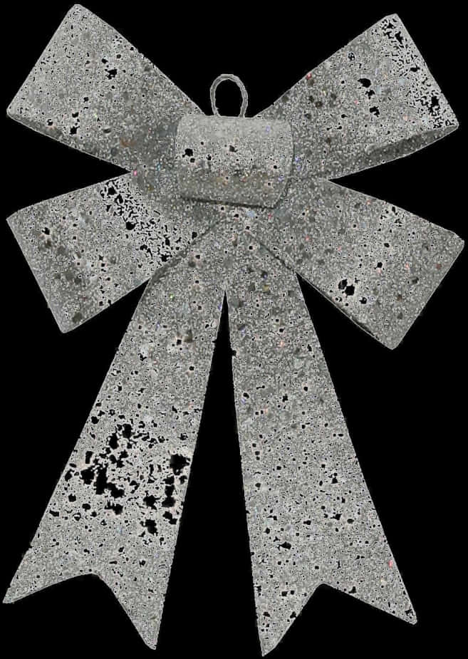 Silver Glitter Bow Decoration PNG