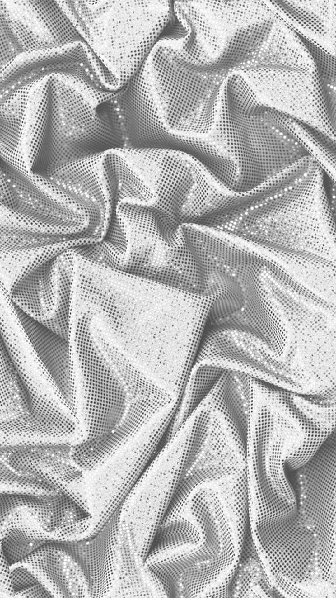 Silver Glitter Crumpled Fabric Texture Wallpaper