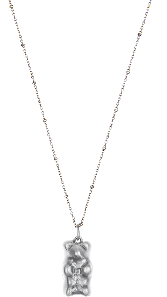 Silver Gummy Bear Pendant Necklace PNG