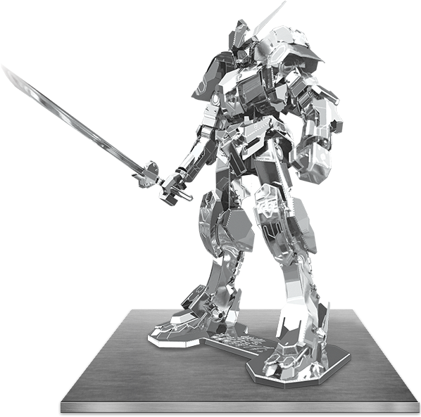 Silver Gundam Model Standing PNG