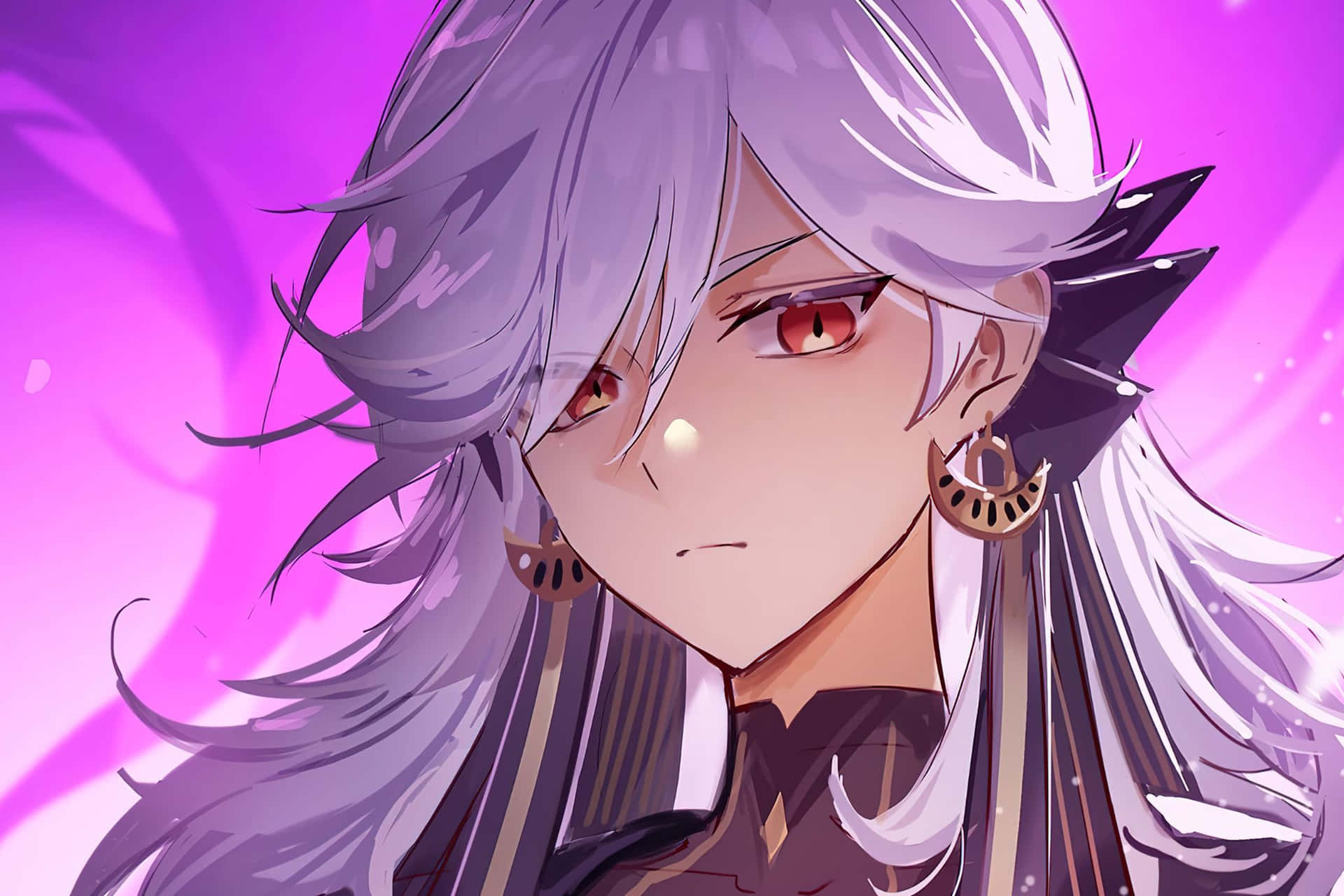 Silver Haired Anime Character Purple Background Wallpaper