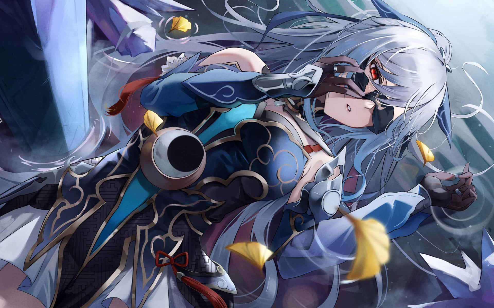 Silver Haired Anime Warrior Girl Wallpaper