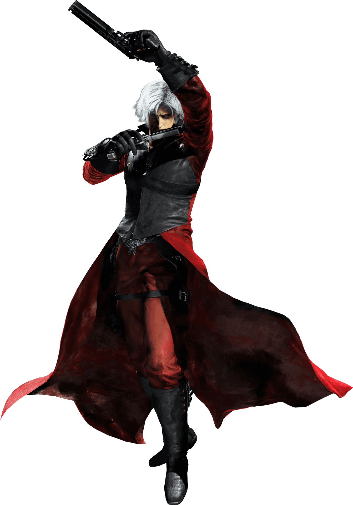 Silver Haired Character With Gunand Sword PNG