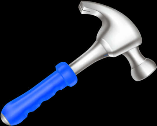 Silver Hammerwith Blue Handle PNG