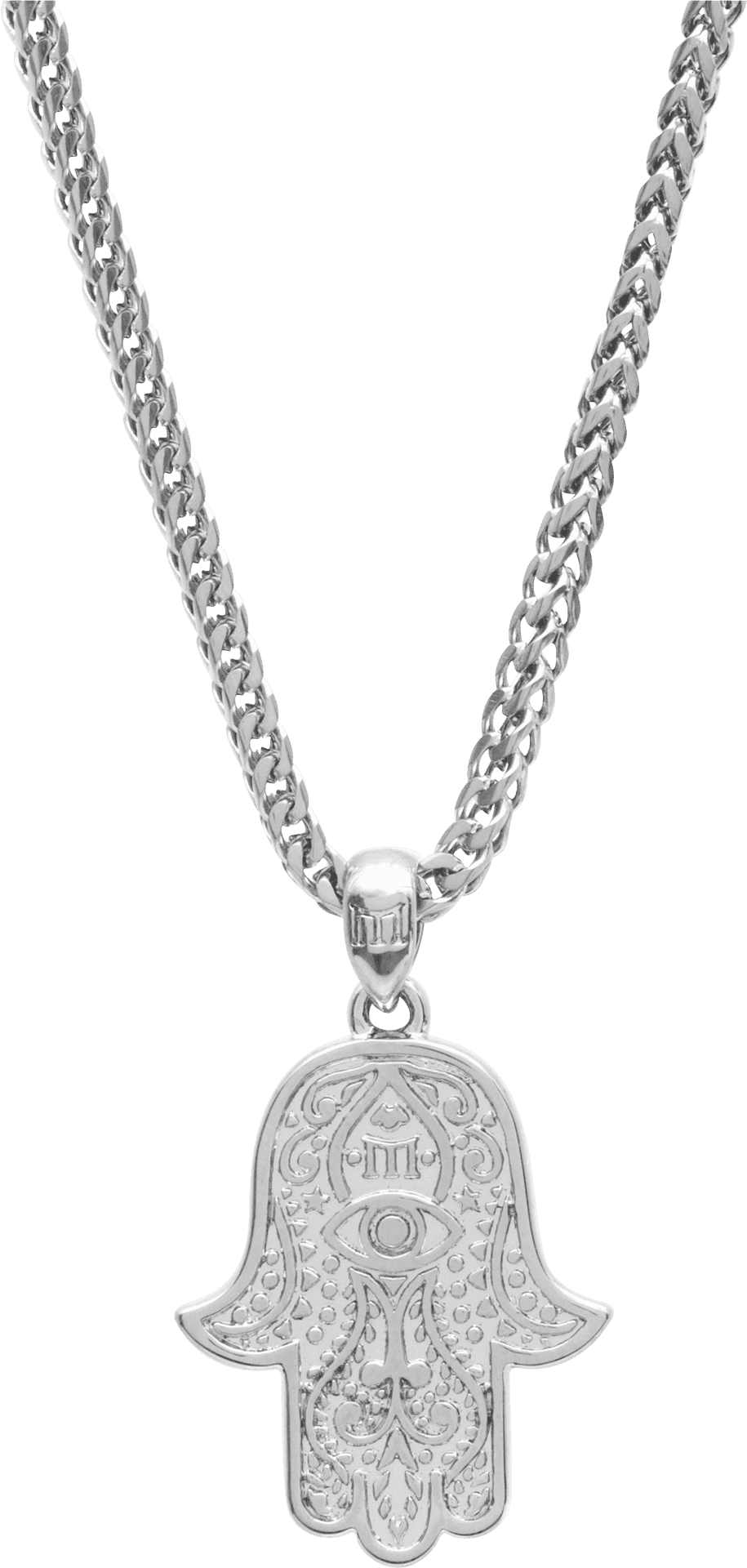Silver Hamsa Hand Chain Necklace PNG
