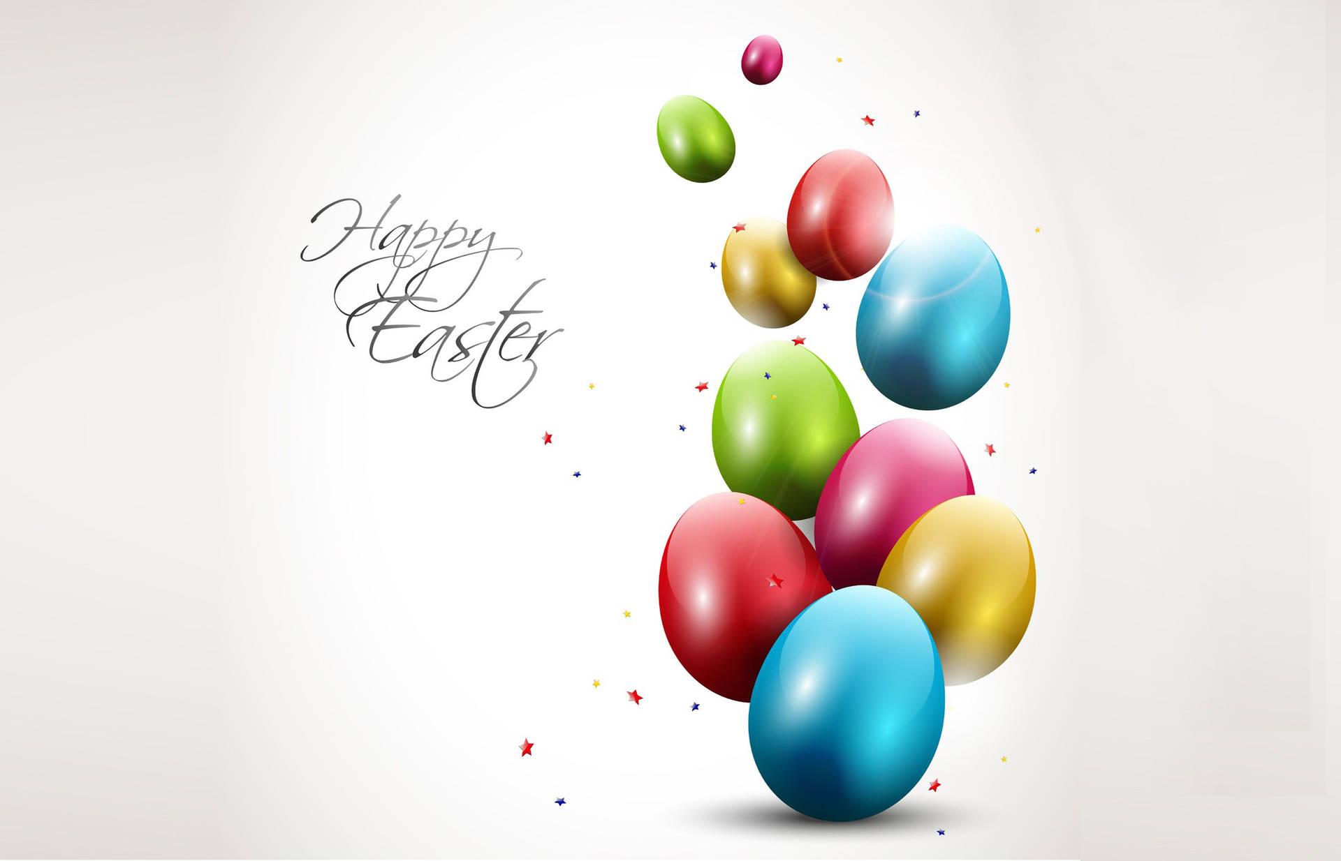 Silver Happy Easter With Eggs Digital Art Wallpaper