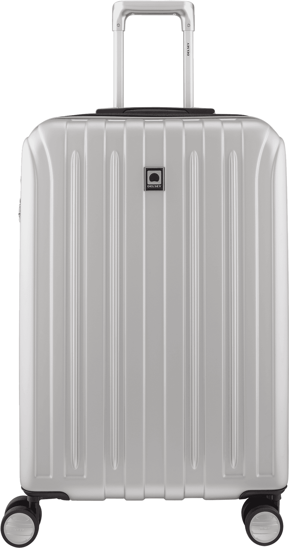 Silver Hardshell Suitcase Standing PNG