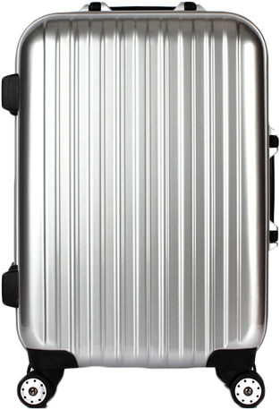 Silver Hardshell Suitcaseon White Background PNG