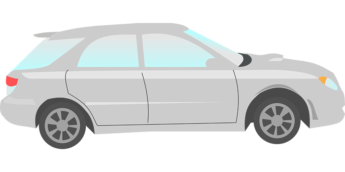 Silver Hatchback Car Illustration PNG