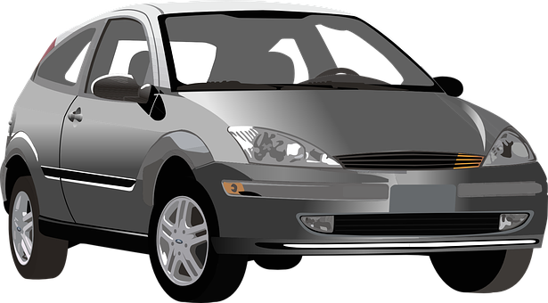 Silver Hatchback Car Illustration PNG