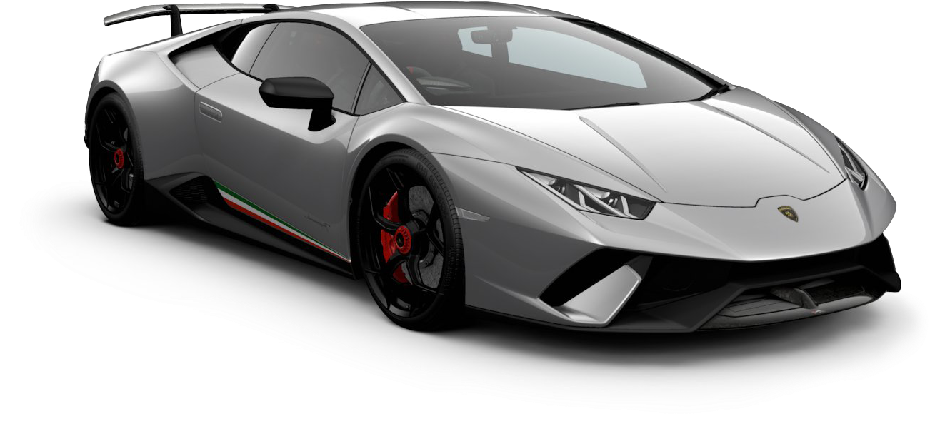 Silver Lamborghini Huracan Evo Side View PNG