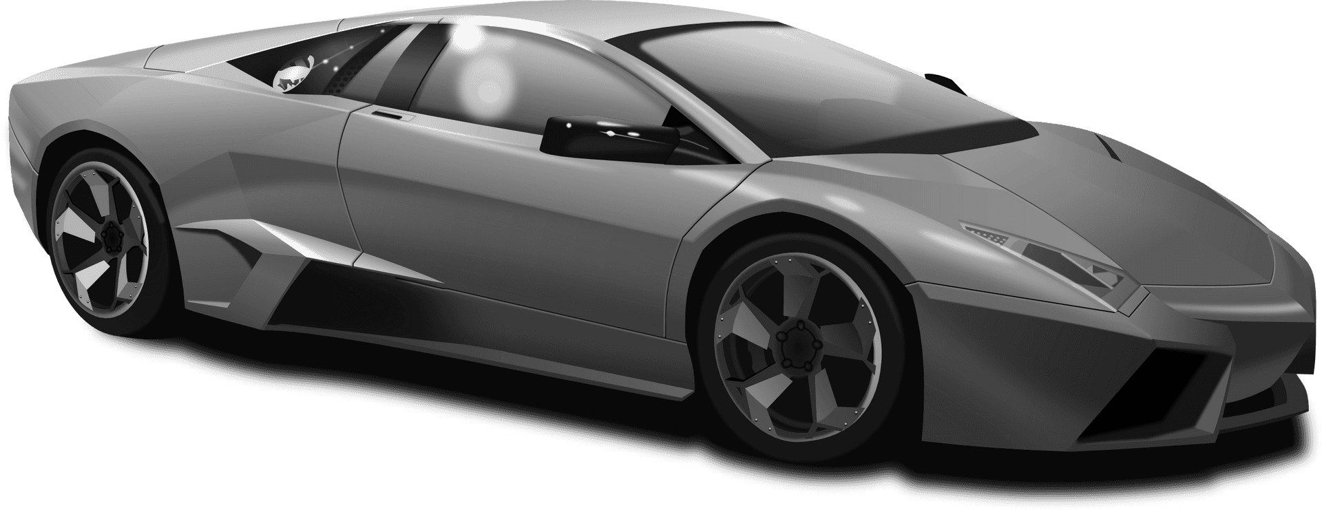 Silver Lamborghini Side View PNG