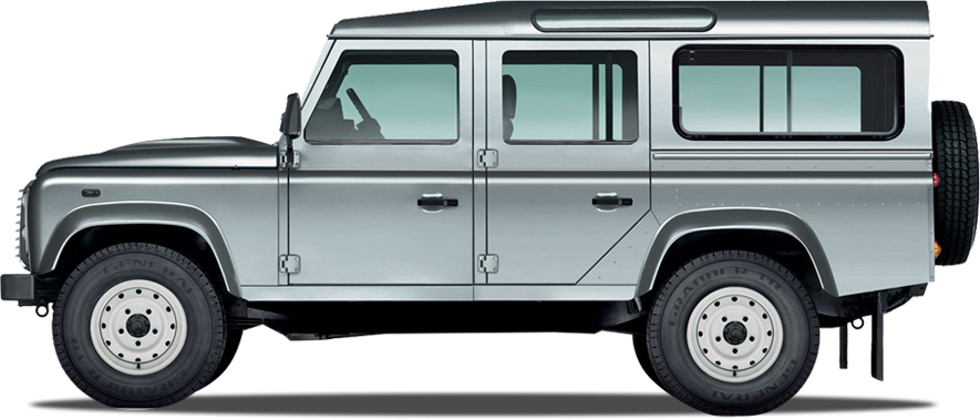 Silver Land Rover Defender Side View PNG