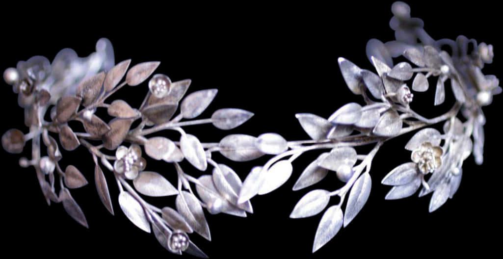 Silver Leaf Tiara Accessory PNG