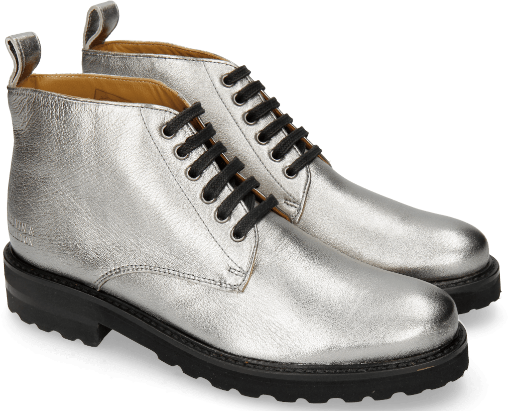 Silver Leather Ankle Boots PNG