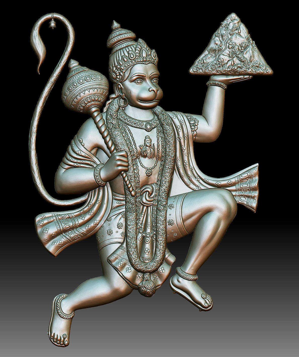 Sølv Herre Hanuman 3D Følg Tapet Wallpaper
