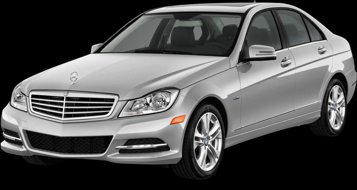 Silver Luxury Sedan Side View PNG