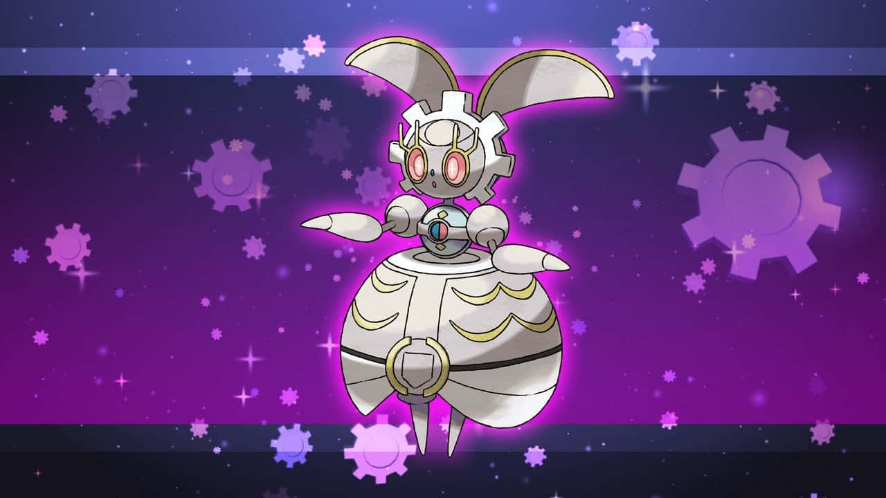 Silver Magearna Over A Glowing Purple Background Wallpaper