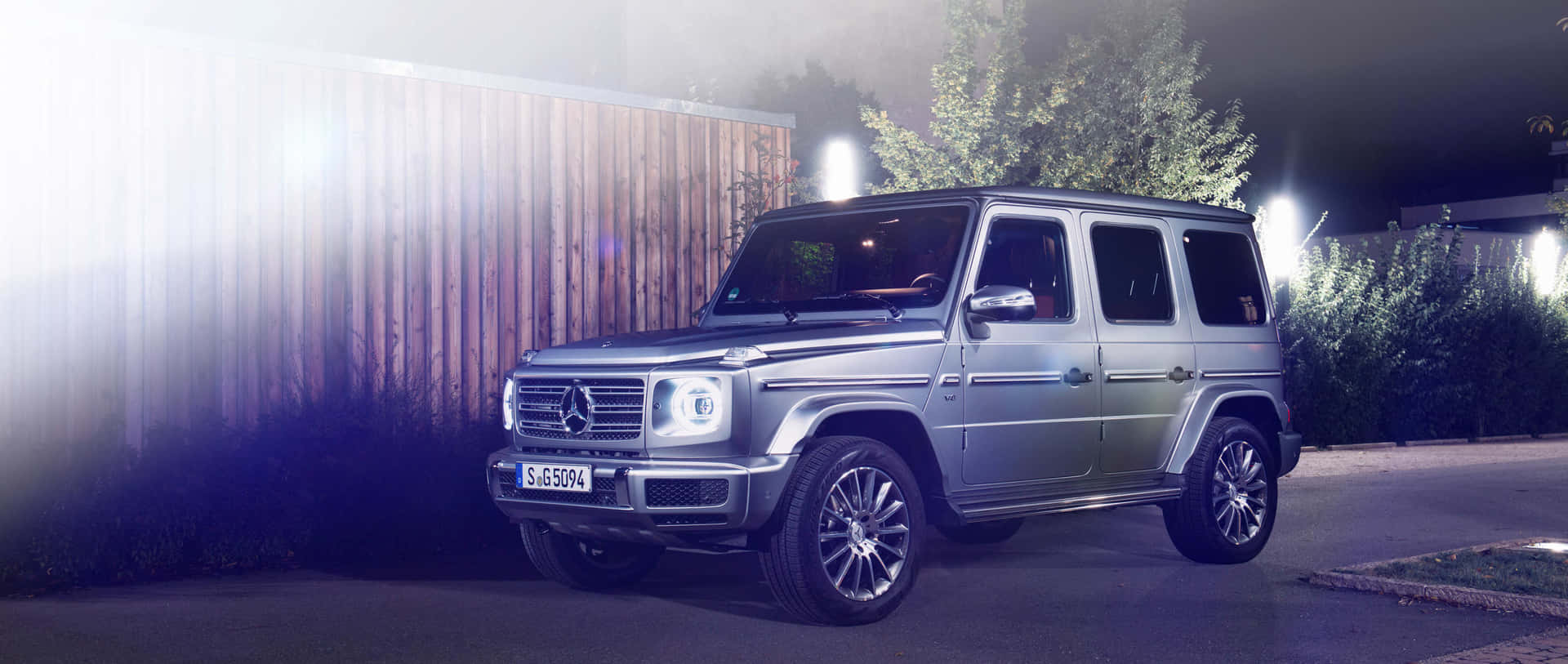 Silver Mercedes G Wagon Night Scene Wallpaper