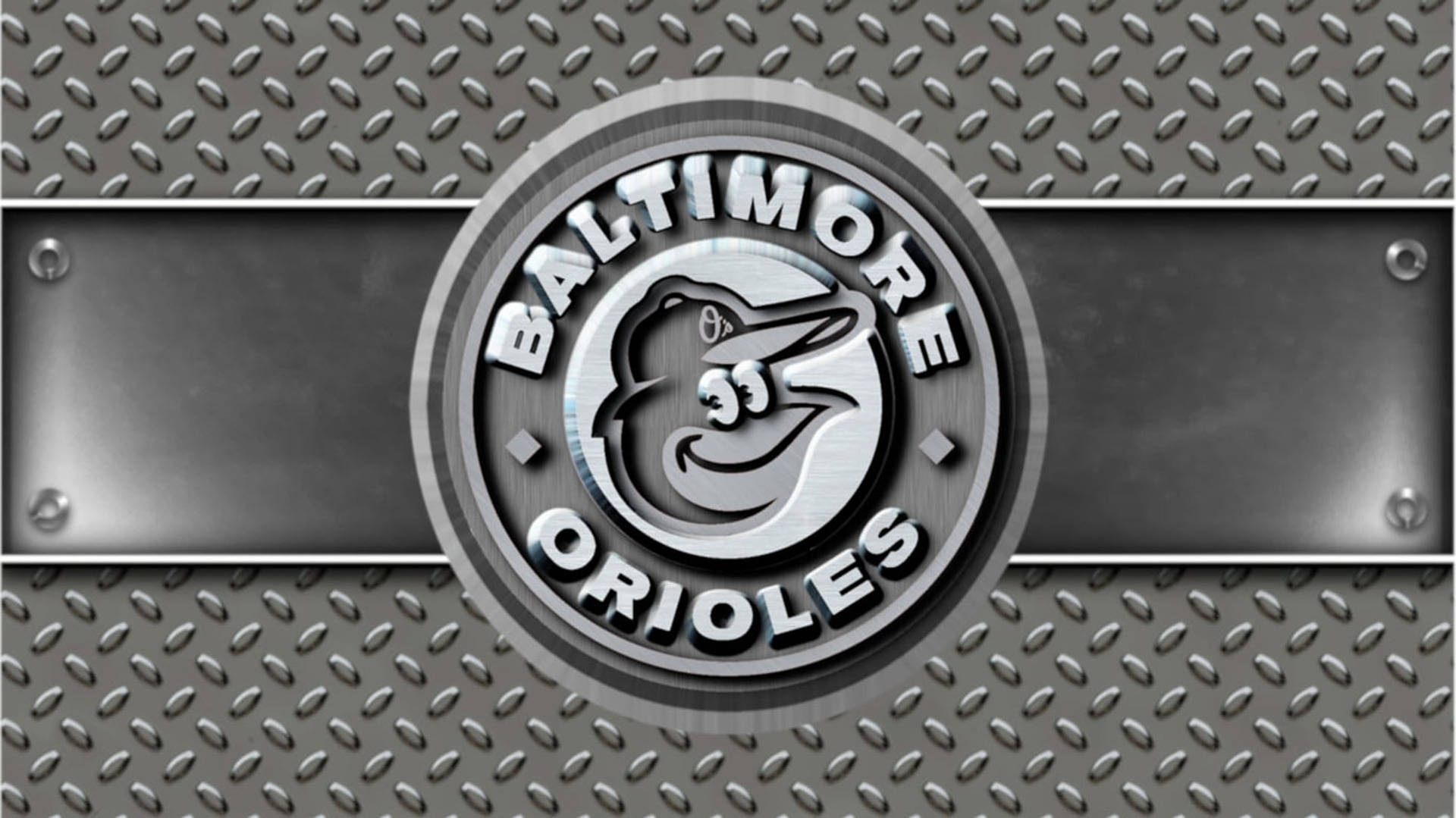 Silver Metal Baltimore Orioles Logo Wallpaper