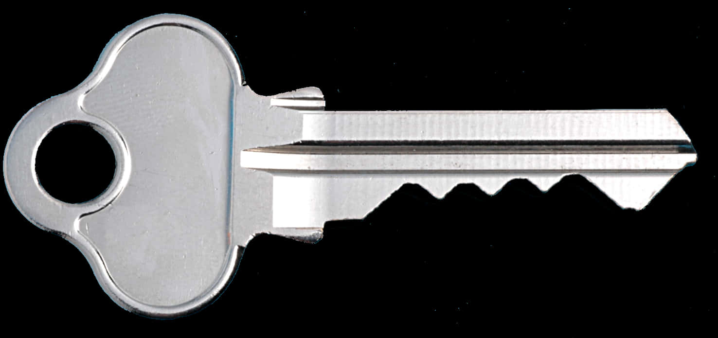 Silver Metal Key Black Background PNG