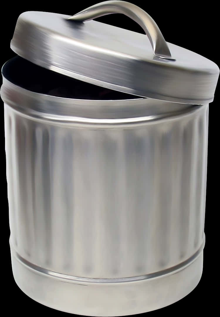 Silver Metal Trash Canwith Lid PNG