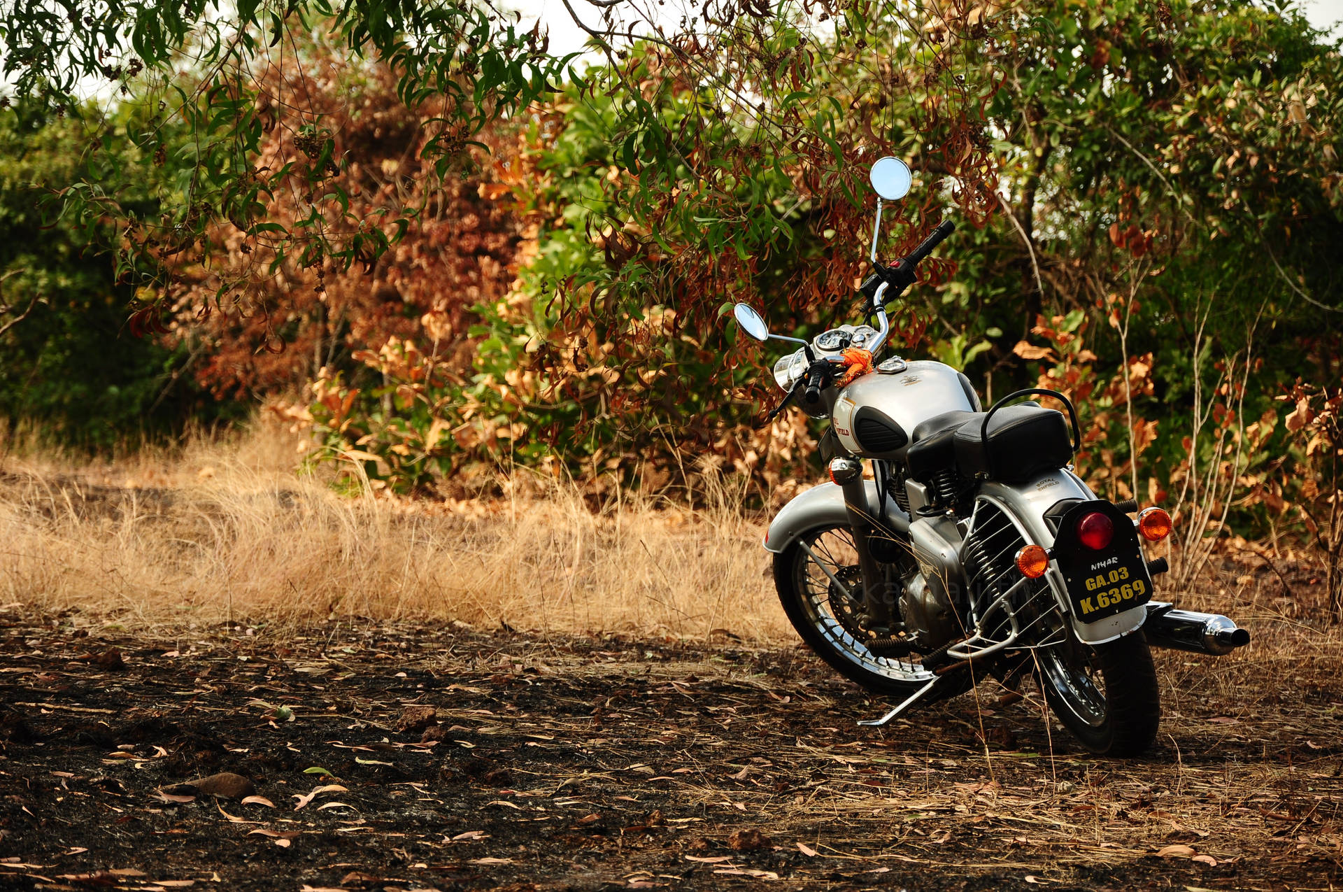 Silver Motorcycle In Autumn Wallpaper