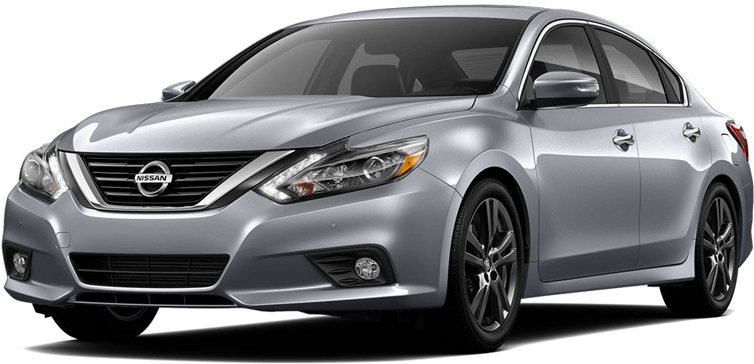 Silver Nissan Sedan Profile View PNG