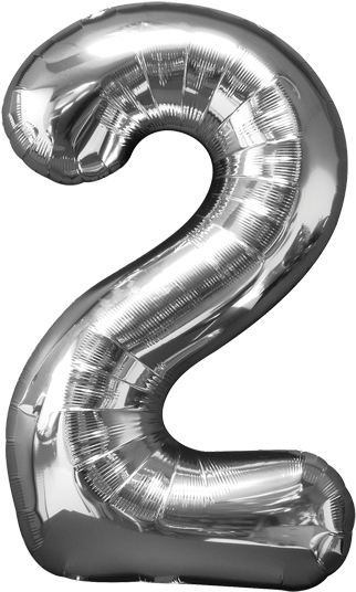Silver Number2 Balloon PNG