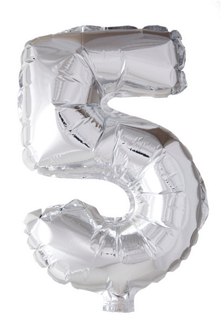 Silver Number5 Balloon PNG