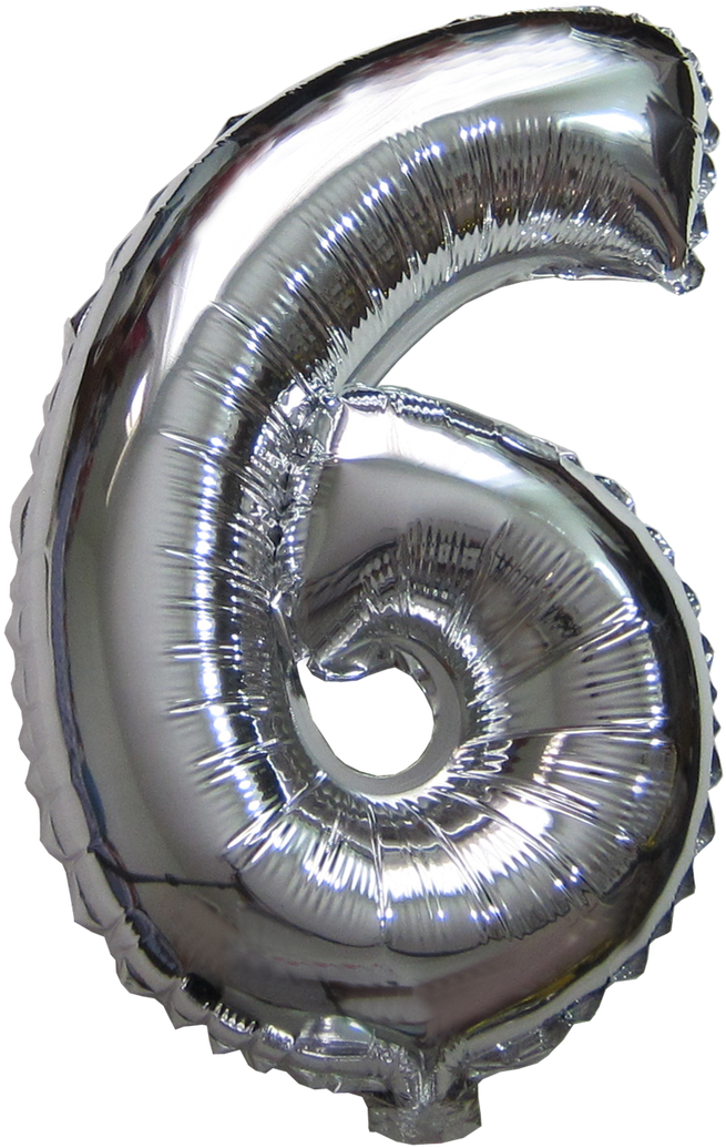 Silver Number6 Balloon PNG