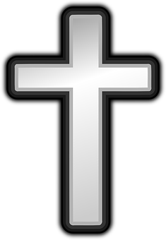 Silver Outlined Black Cross PNG
