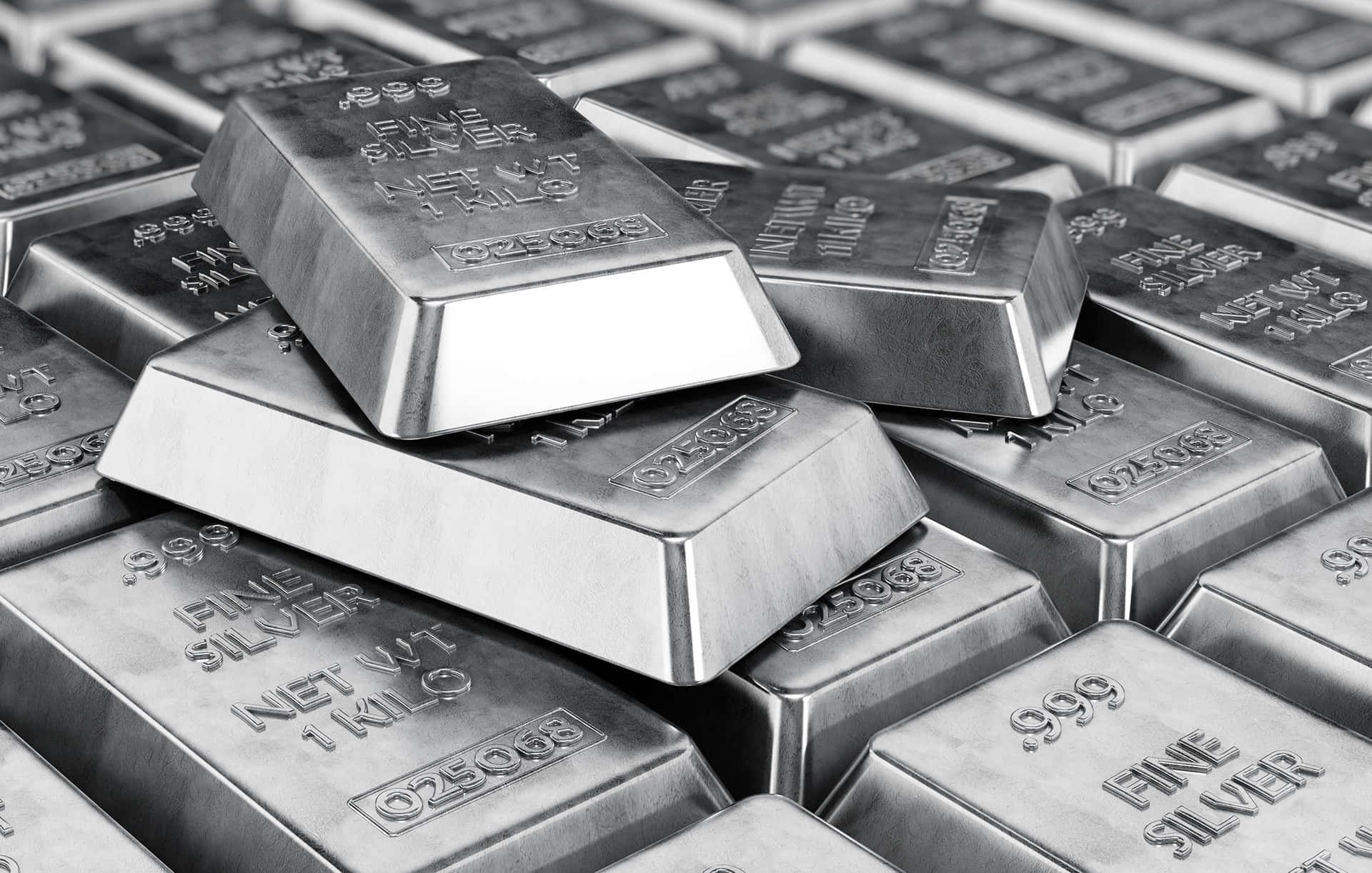 Silver Bars Piled Up In A Pile