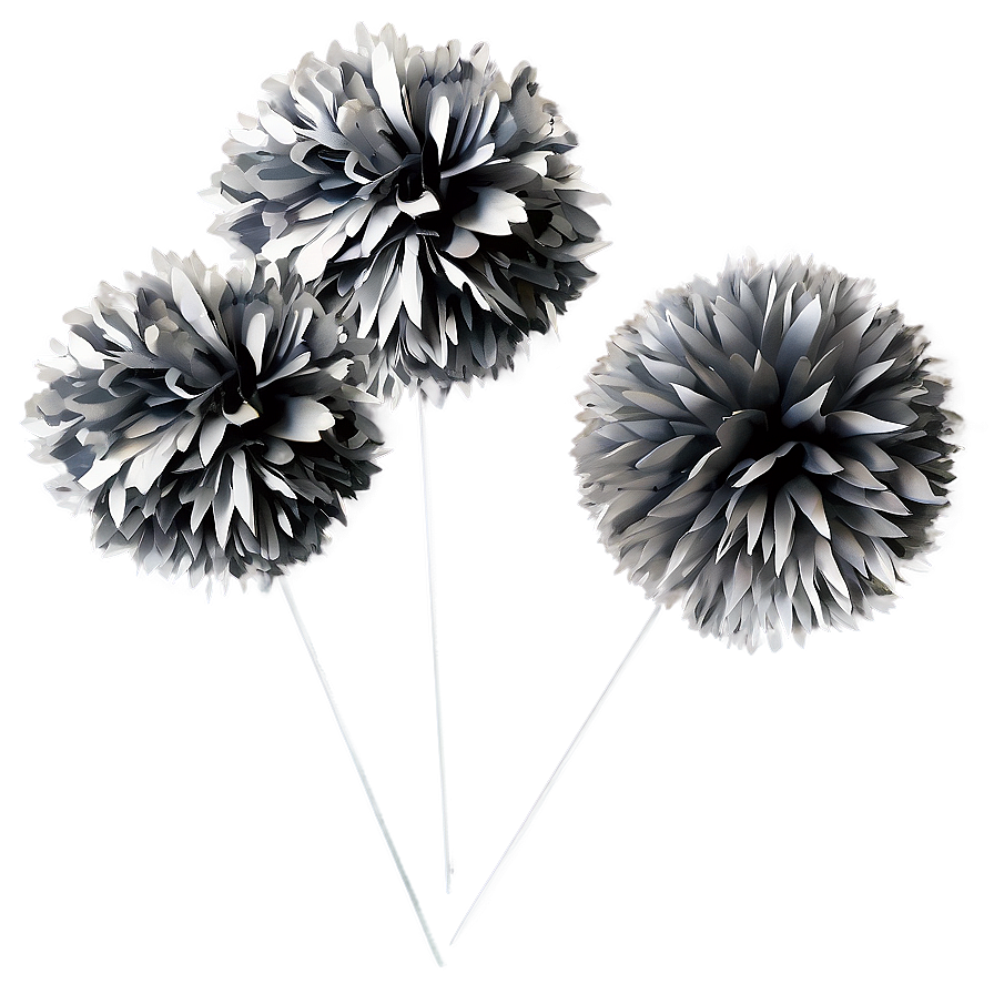 Silver Pom Poms Png 06132024 PNG