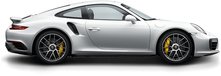 Silver Porsche911 Turbo Side View PNG