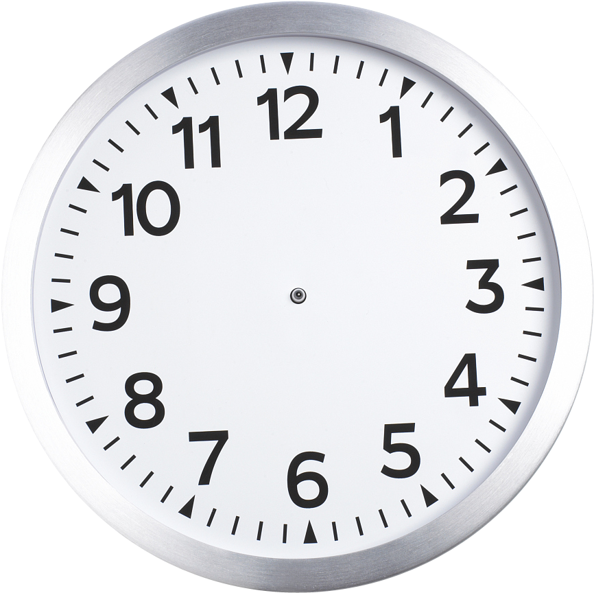 Silver Rimmed White Wall Clock PNG